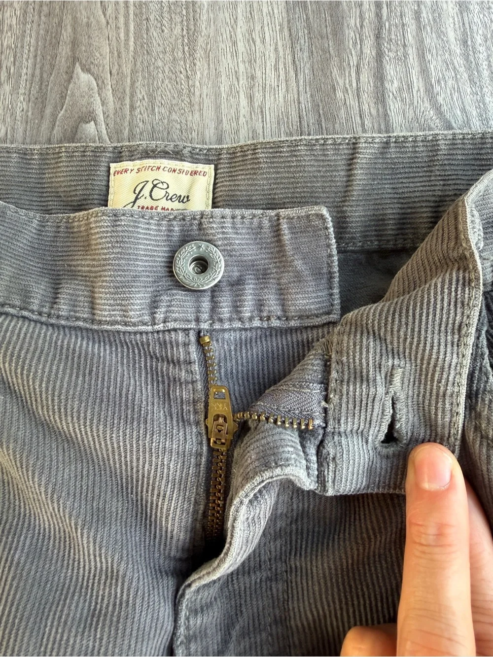 J.Crew Mens Grey Fine Corduroy Pants Stretch Cotton Re-Imagines Size 36x32